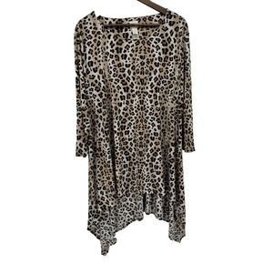 Chico's size‎ 4 Animal Print Asymmetric Tunic Stretchy Soft XL -XXL Mob Wife